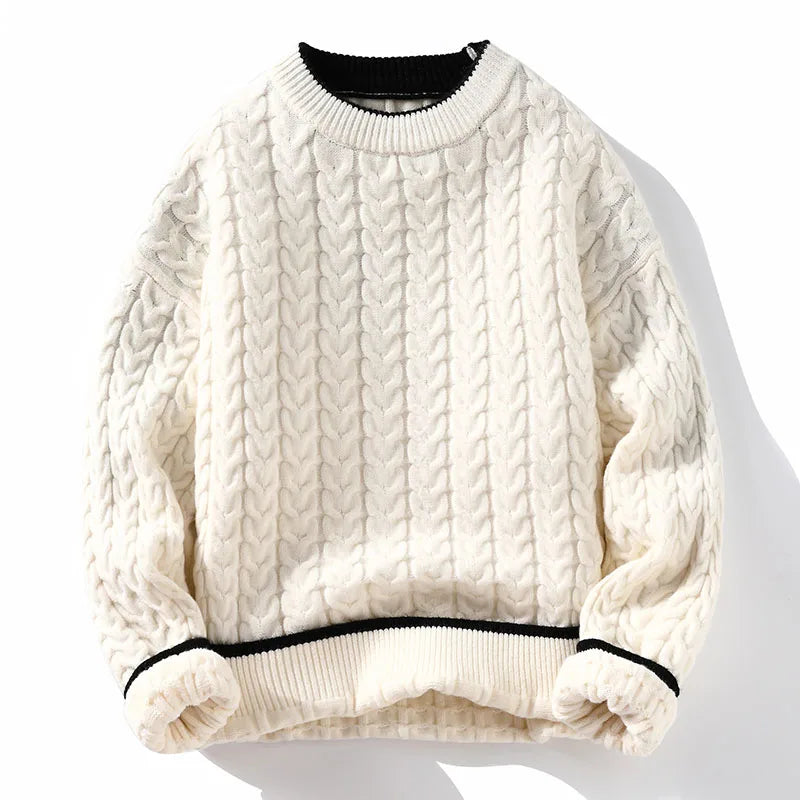Autumn Winter Men's Warm Knit Pullovers Fashion O-Neck Patchwork Casual Knitted Sweater Men Youthful Vitality Sweaters