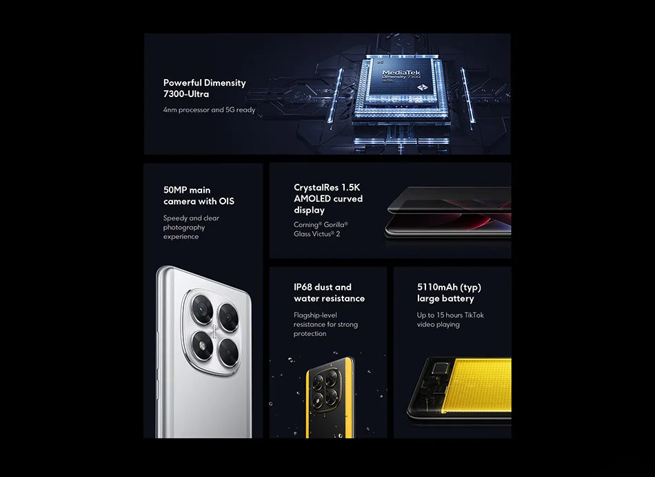 Global Version POCO X7 5G Smartphone Dimensity 7300-Ultra 6.67