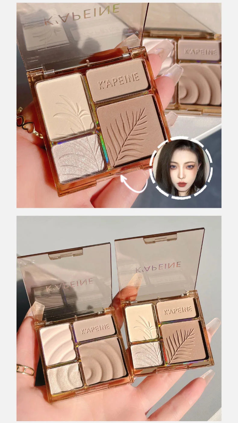 3D Facial Contouring Bronzer Cosmetics Brightening Beige Matte Highlights Palette Four-color Eye Shadow Nose Powder Makeup