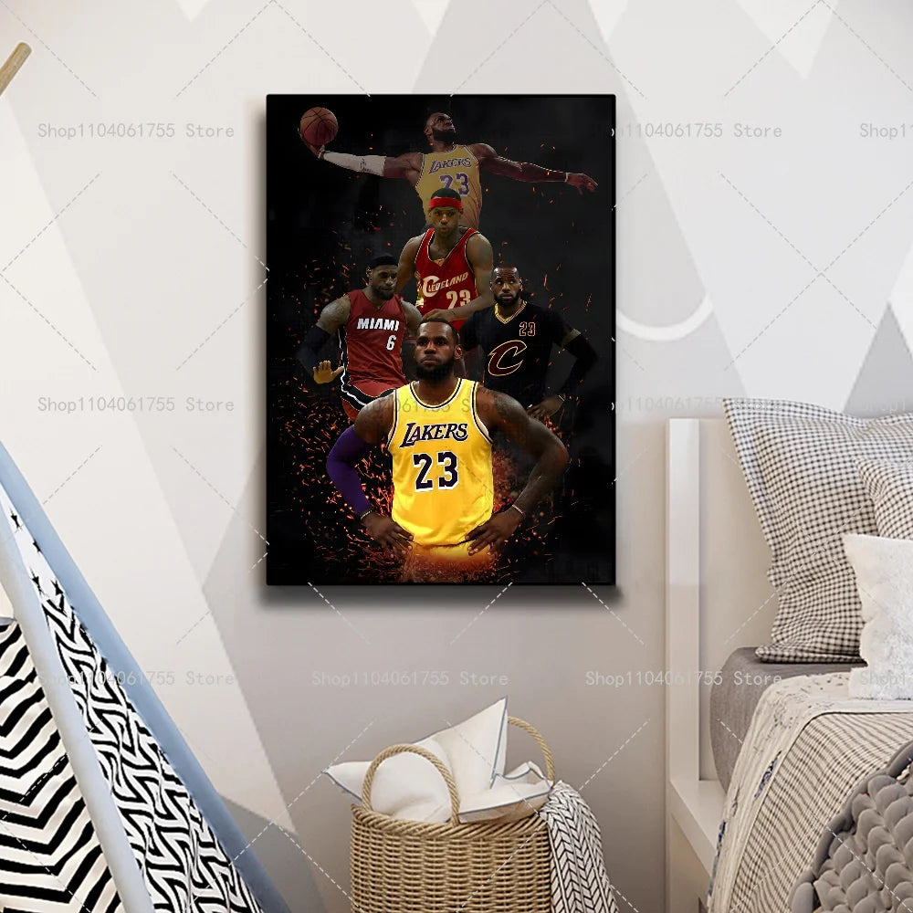 1PC L-LeBron J-James Poster Self-adhesive Art Waterproof Paper Sticker Coffee House Bar Room Wall Decor