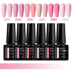 MEET ACROSS 6Pcs Gel Nail Polish Set Pink Red Green Macaron Color Manicure Kit For Nails UV Gel Nail Art Varnish Nail Supplies