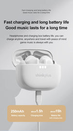 100% Original Lenovo Headphones Wireless Bluetooth 5.2 Earbuds HiFi Stereo Noise Reduction Headphones Touch Control 250mAH New