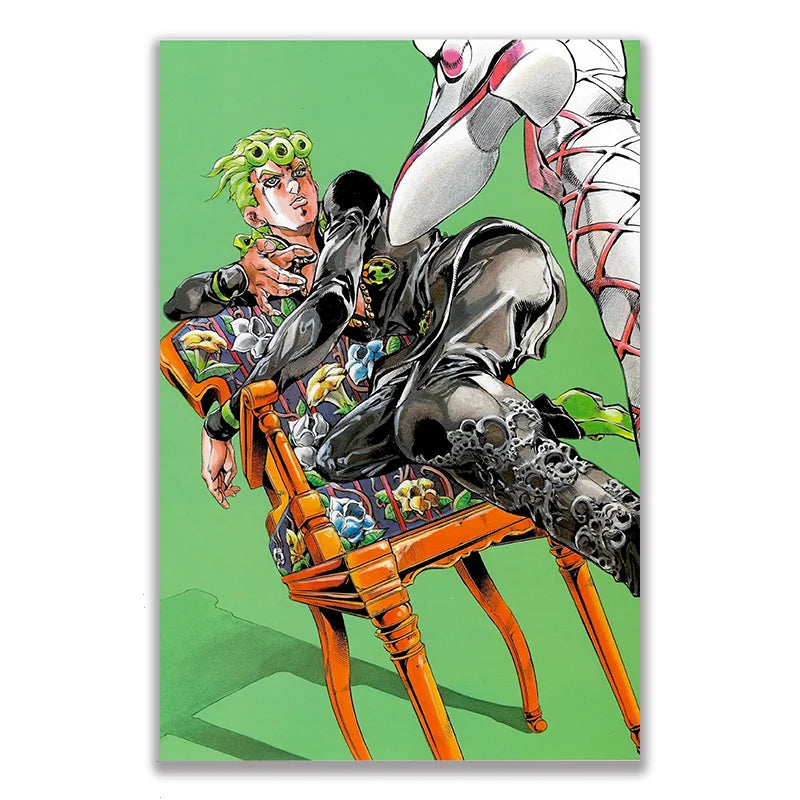 Anime JOJO Bizarre Adventure Retro Poster Canvas Wall Art Printing Waterproof Home Living Bed Room Bar Hallway Aesthetic Decor