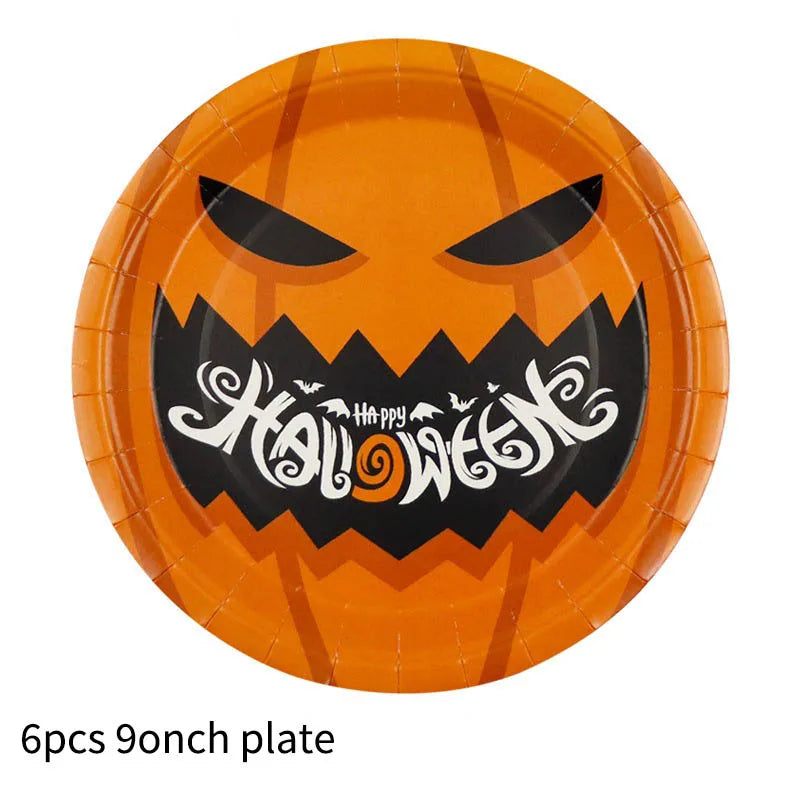 Halloween Themed Disposable Tableware Cups 7 Inch Plates 9 Inch Plates Halloween Party Decoration Supplies Festival Supplies