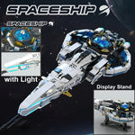 1400pcs Galaxy Starship Building Block Set, Space Wars Starfighter Model Kits with Light, STEM Toy Gift for Kids Adults Boy Girl