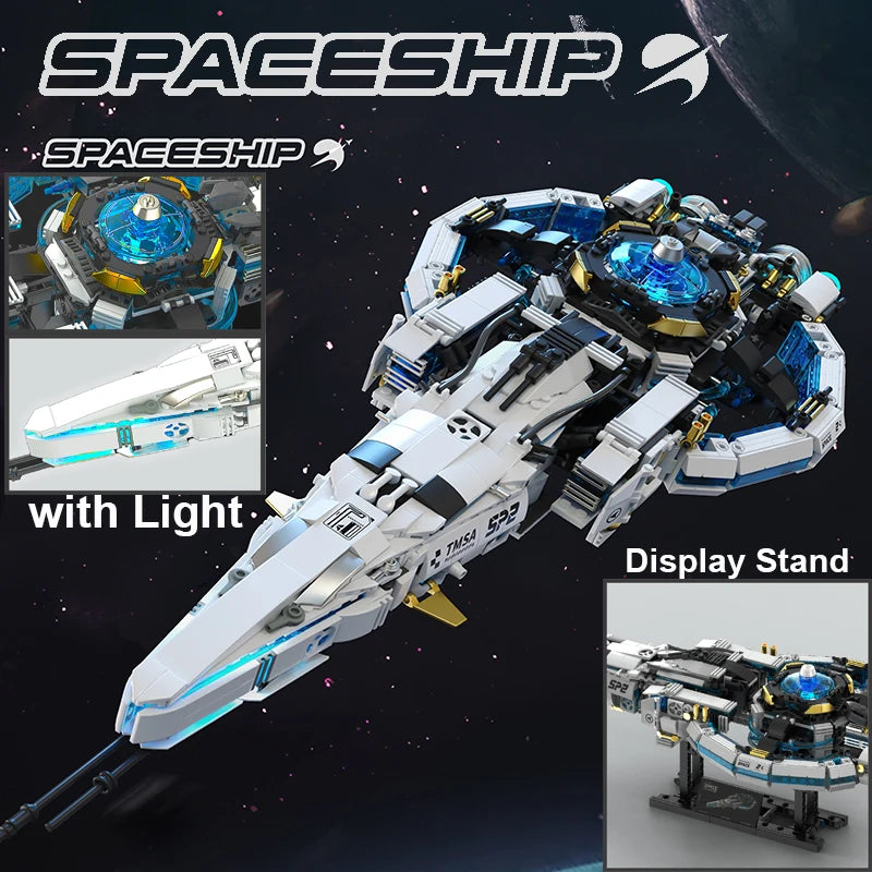 1400pcs Galaxy Starship Building Block Set, Space Wars Starfighter Model Kits with Light, STEM Toy Gift for Kids Adults Boy Girl