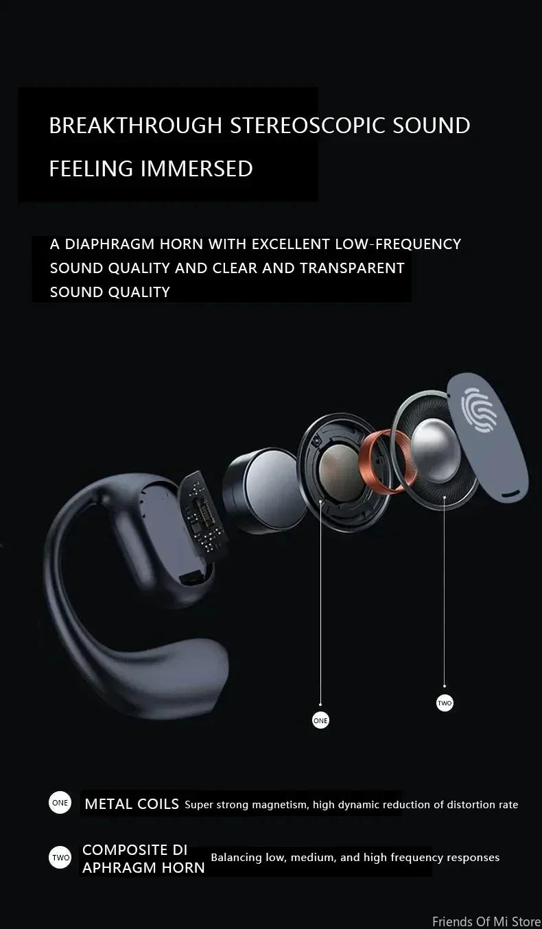 Xiaomi Bone Conduction Earphones Bluetooth5.3 Wireless Sports Earbuds HiFi 9D Stereo Waterproof Touch Control Noise Reduction