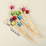 100pcs Halloween Disposable Bamboo Skewers Pumpkin Ghost Fruit Fork Buffet Dessert Cocktail Bamboo Stick Halloween Decoration
