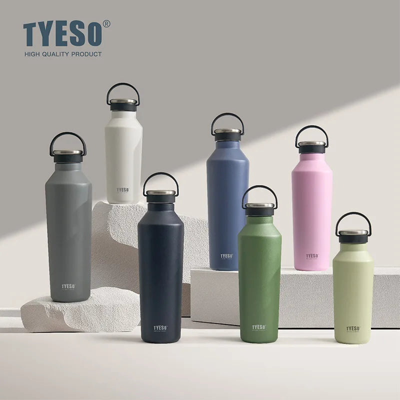 Tyeso Stainless Steel Vacuum Insulated Water Bottle Portable Durable  Leak-Proof for Outdoor Sports Matte Finish Carry Handle