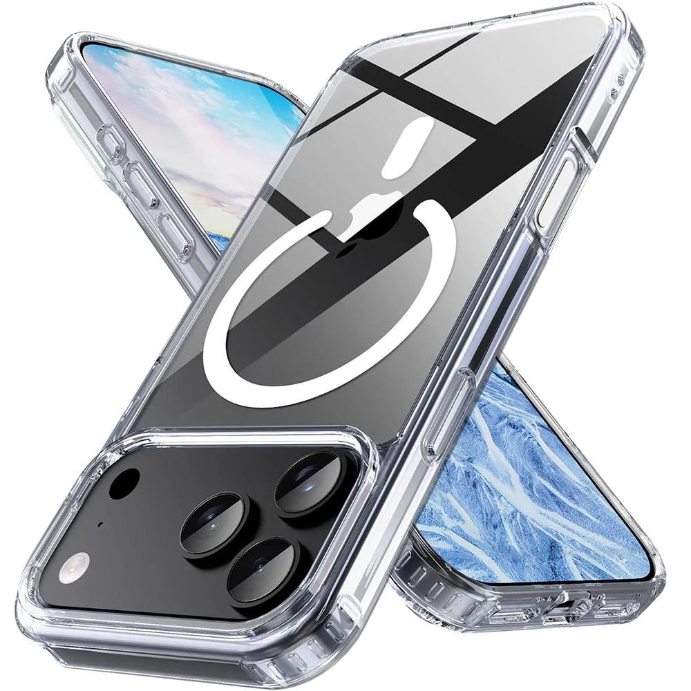 Magnetic Magsafe Wireless Charging Case For iPhone 17 Pro Max iPhone17 Air Clear Hybrid Hard Cover Soft Shell For iPhone17ProMax