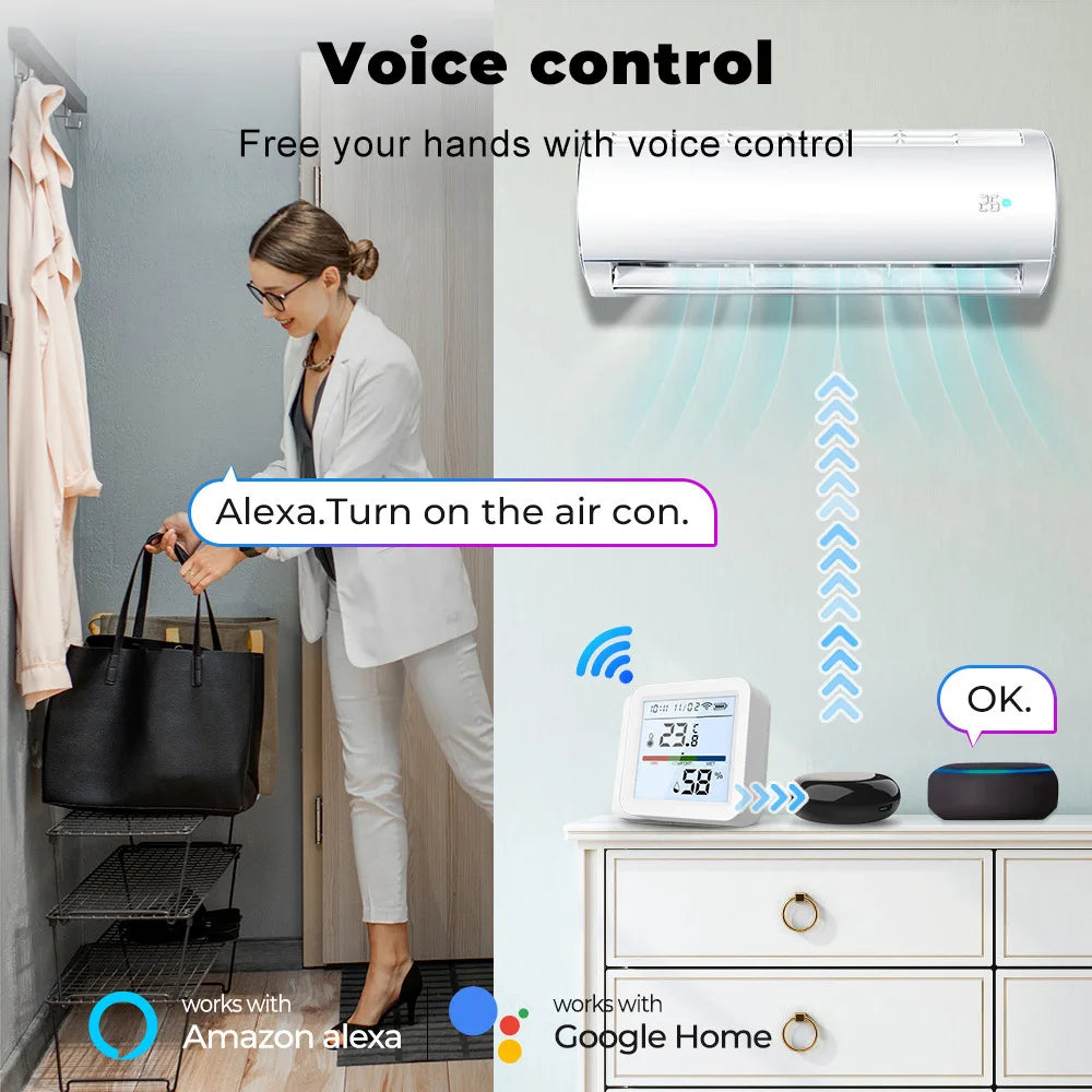 Tuya Smart Temperature And Humidity Sensor WiFi/Zigbee With Backlight Indoor Hygrometer Voice Control Via Alexa Google Home