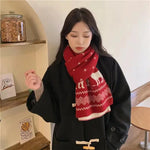 Christmas Atmosphere Santa Claus Knitted Red Scarf For Women New Style Warm Neck Protection Knitted Scarf Versatile Shawl