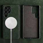 Full Coverage Magnetic ALCANTARA Case For Samsung Galaxy S25 Ultra S24 S23 S21 for Magsafe Artificial Leather Suede Phone Cover