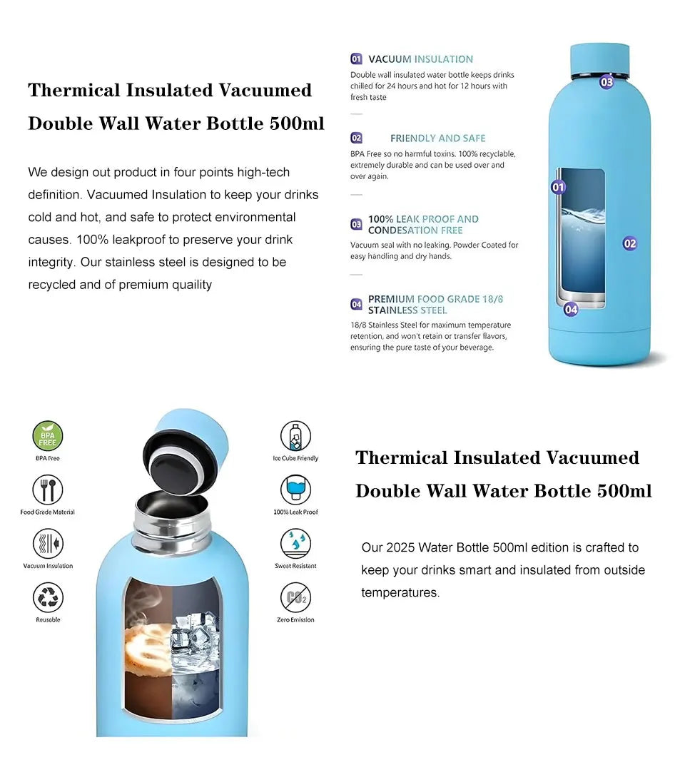 Thermos Bottle Stainless Steel Thermal Water Bottle Cup Thermal Coffee Mug Insulated Vacuum Tumbler Rubber Paint Sports Kettle