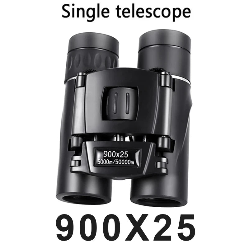 900x25 HD Zoom Portable Powerful Binoculars Long Range BAK4 Telescope Jumelles Folding Low Light Binoculars for Hunting Camping