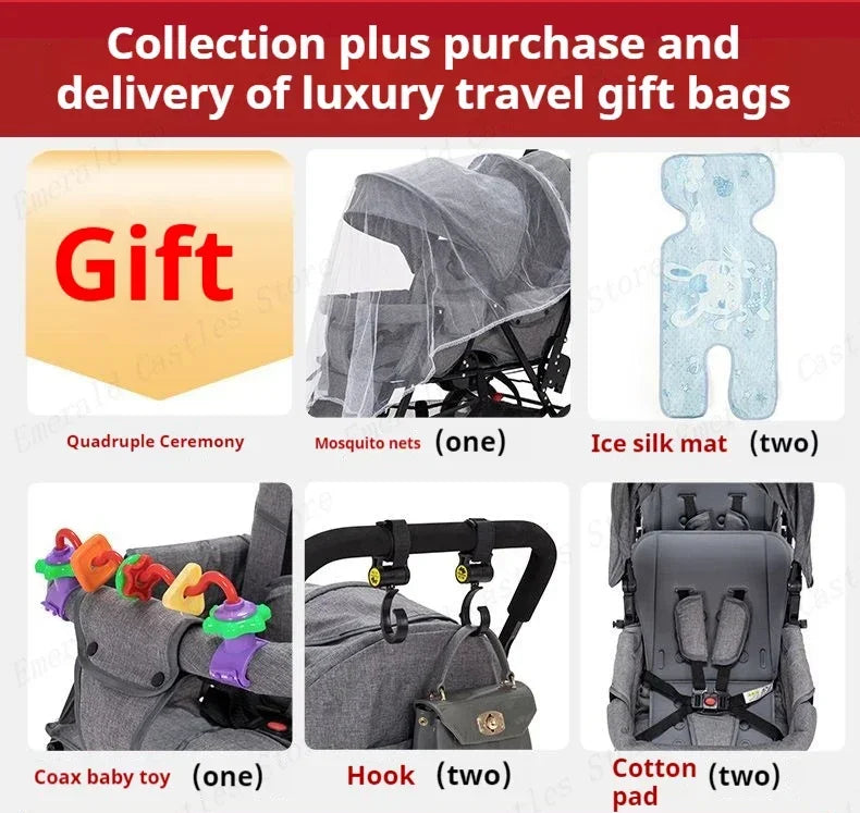 EU STOCK Twin strollers Double kids two seats strollers foldable carriage wholesale baby stroller Front and rear seats