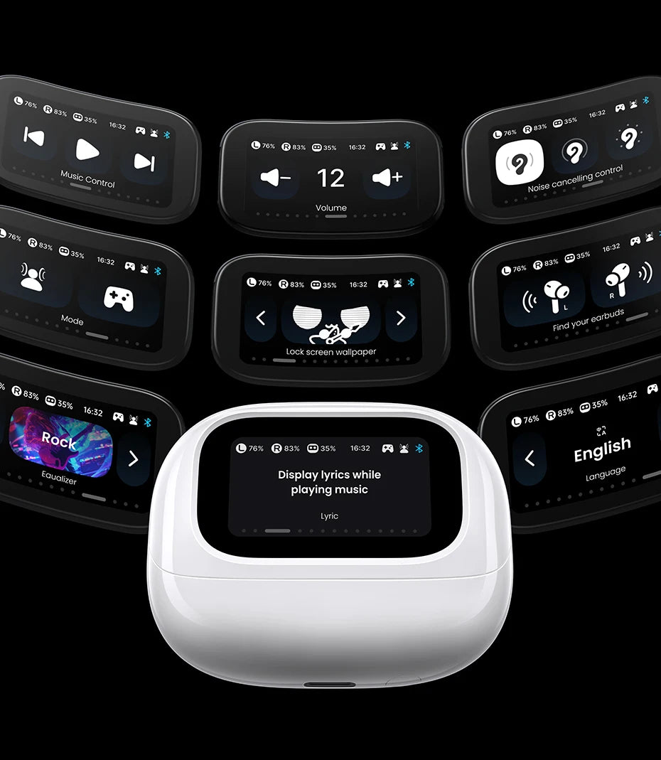 UGREEN LCD Full Color Smart Screen Wireless TWS Bluetooth Earphones Earbuds 52dB Active Noise Cancelling ANC In Ear Headphones