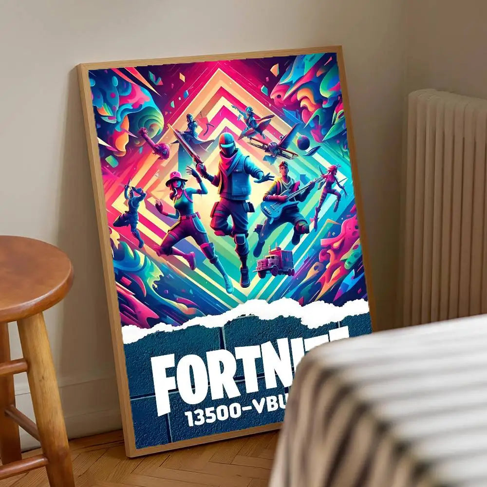 1pc F-Fortnites Game Poster Stickers Print Wall Art Canvas Painting Waterproof For Living Room Bedroom Home Decor