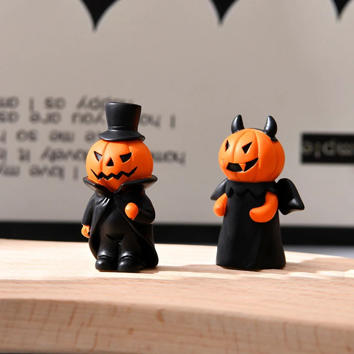 Cute Halloween Decor Set Mini Ghost Pumpkin Witch Demon Resin Figurines for Home Tabletop Party Decoration Gift  Party Ornament