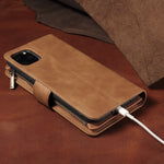 Premium Leather Wallet Case For iPhone 16 15 14 13 12 11 17 Pro Max Plus 17Air 16e Zipper Wallet Card Slots Magnetic Flip Cover