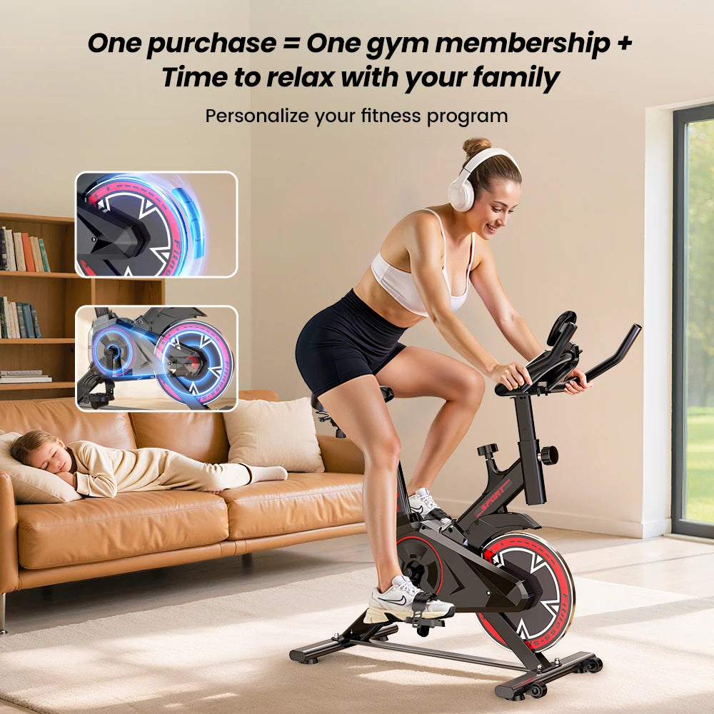 Formill QK101 Indoor Spin Bike Quiet Belt Drive Cardio Trainer with Electronic Display & Adjustable Resistance for Home Fitness