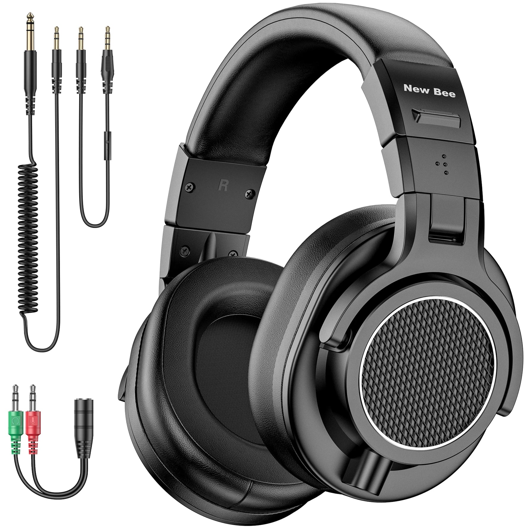 New Bee Wired Professional Studio Pro 50 DJ Headphones With Microphone Over Ear Hi-Res Studio Monitor Music Headset Earphone