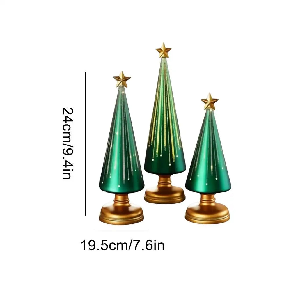 Table Christmas Tree 3 Pieces Christmas Sculpture Indoor Resin Star Tree Figurine For Home Room Winter Party Decorations Table