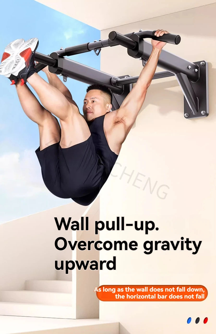 Horizontal Bar Household Indoor Wall Pull Up Device, Perforated Single Pole Lifting Ring, Home Fitness Equipment