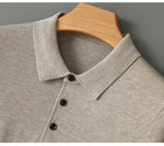 Spring Autumn Collar Long Sleeve Men's Wool Sweater Solid Color Collar Polo Sweater High end Thin Hooded Business Casual Sweater