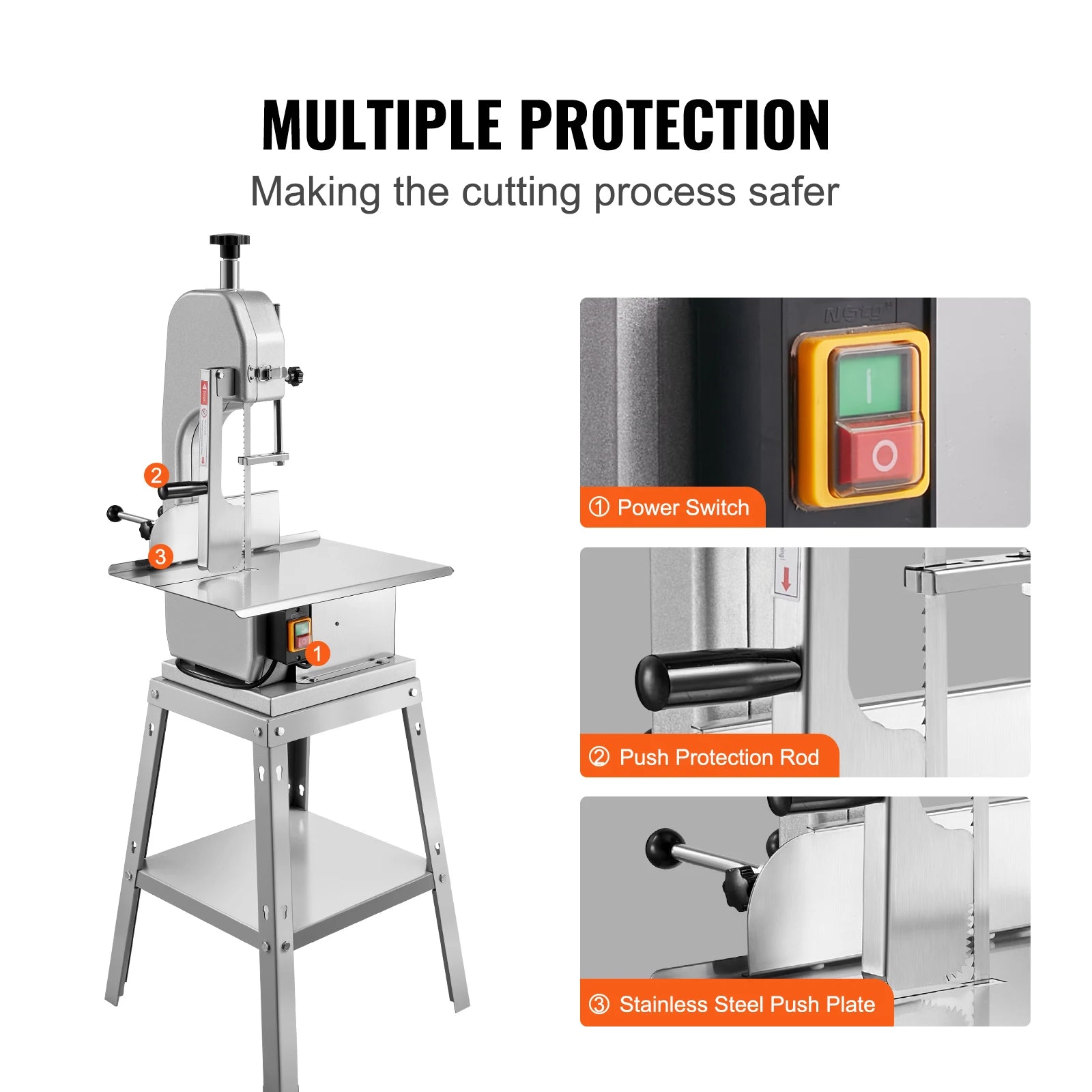 SucceBuy Electric Meat Saw 850W 1800W Stainless Vertical Cutter Commercial Bone Sawing Machine Frozen Meat Slicer for Beef Pork