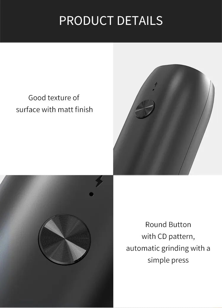 Rechargeable USB Electric Automatic Salt and Pepper Grinder Set Gravity Spice Mill Adjustable Spices Grinder Kitchen Tools