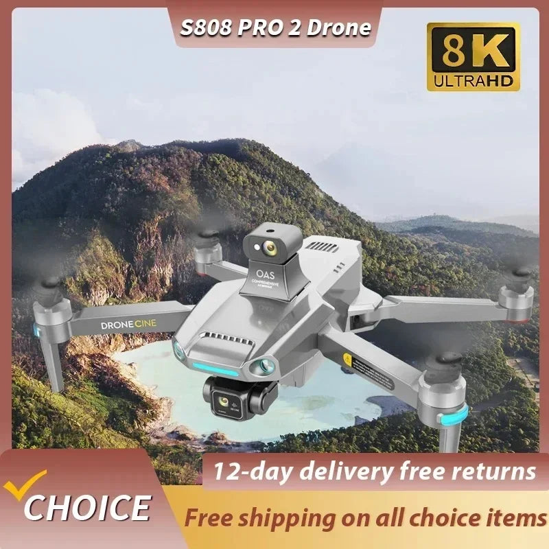 S808 PRO Drone 5G GPS Professional 8K Dual Camera 3-axis Anti-Shake Gimbal Obstacle Avoidance Wifi FPV Brushless Drone