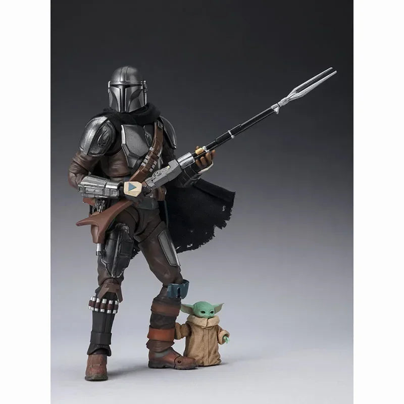 In Stock Genuine Bandai S.H.Figuarts SHF Star Wars The Mandalorian Grogu Mandalorian Darksaber Anime Action Figure Model Toys