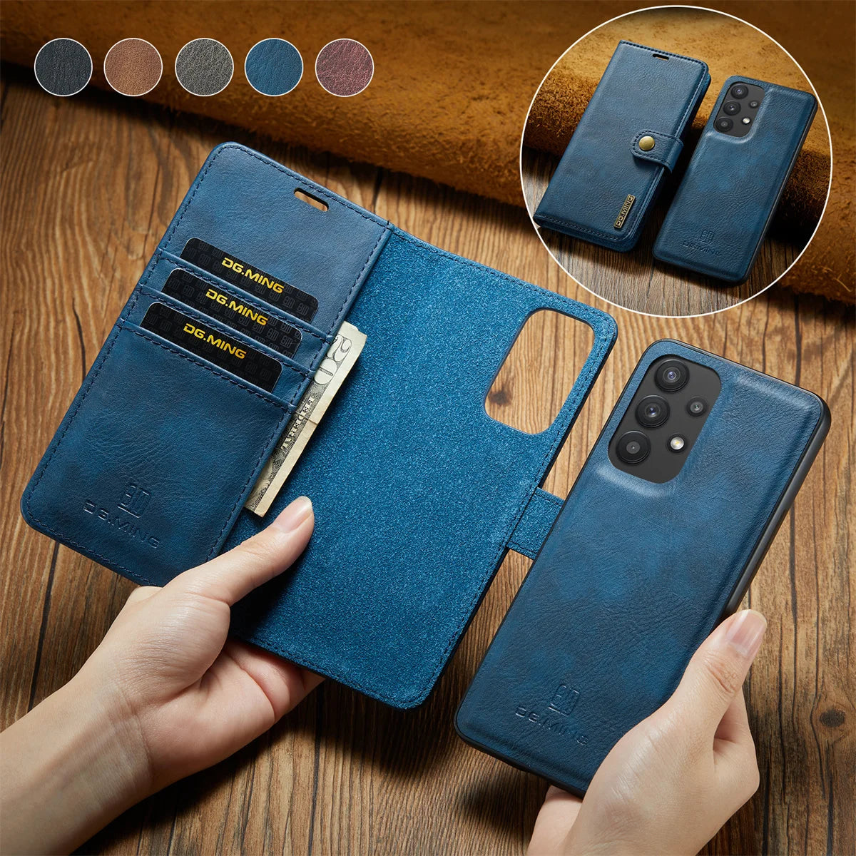 Detachable Magnetic Leather Cover for Samsung Galaxy S20 S21 S23 S24 FE S25 S22 Plus Note 20 Ultra A55 Wallet Card Holder Case