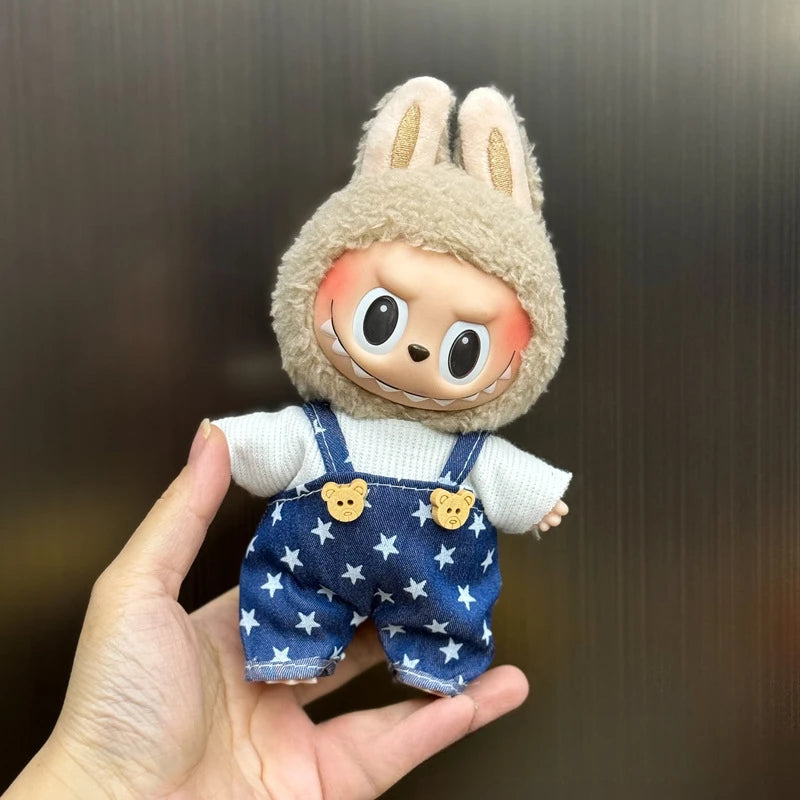 Mini Plush Doll'S Clothes Outfit Accessories For Korea Kpop Exo 15-17cm Labubu Idol Overalls set Clothing Gift