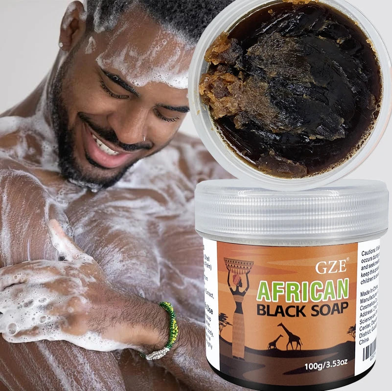 GZE African Black Soap 3-in-1 – Natuurlijke reiniger voor gezicht, haar en lichaam