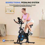 Formill QK116 Indoor Magnetic Spinning Bike, 6KG Flywheel Home Exercise Bike with LCD Display, Adjustable Resistance, Quiet Belt