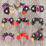 1/3PCs Halloween Headband Skull Flower Decoration Headwear Party Favors Supplies Photo Booth Props for Women Cosplay Costume