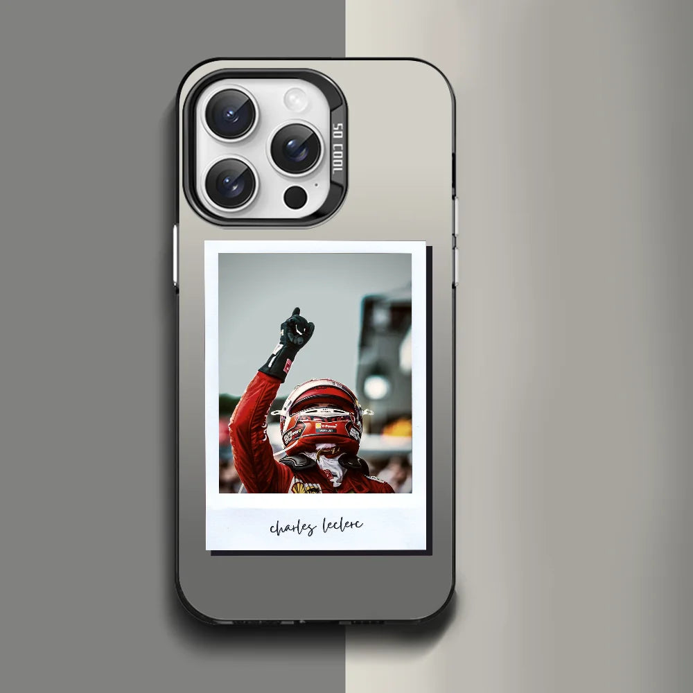 1PC Charles Leclerc 16 F1 Phone Case Phone Case IMD color silver shell For iPhone 16 15 14 13 12 11 Pro Max Plus