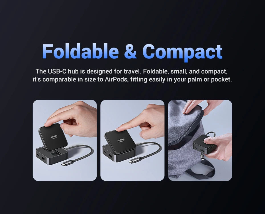 UGREEN Foldable USB C HUB 4K60Hz HDMI PD100W USB3.0 Docking Station for Phone Tablet Laptop Macbook Pro Air Android USB Splitter