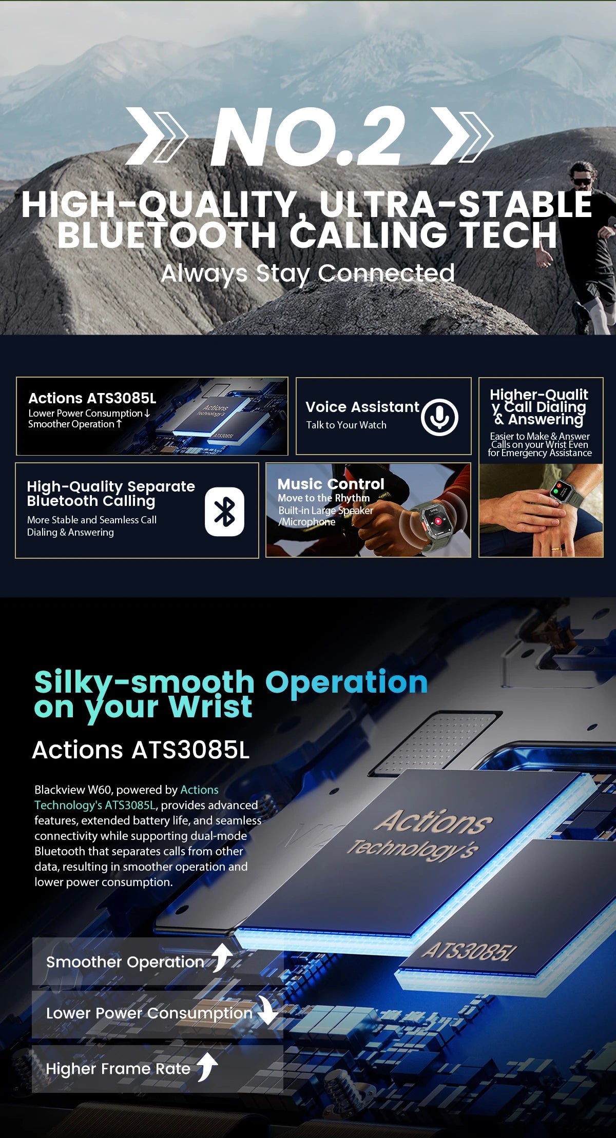 Blackview W60 2024 New Smartwatch 2.01'' HD Display TFT Rugged Smart Watch for Outdoor With Emergency Lighting Bluetooth Calling