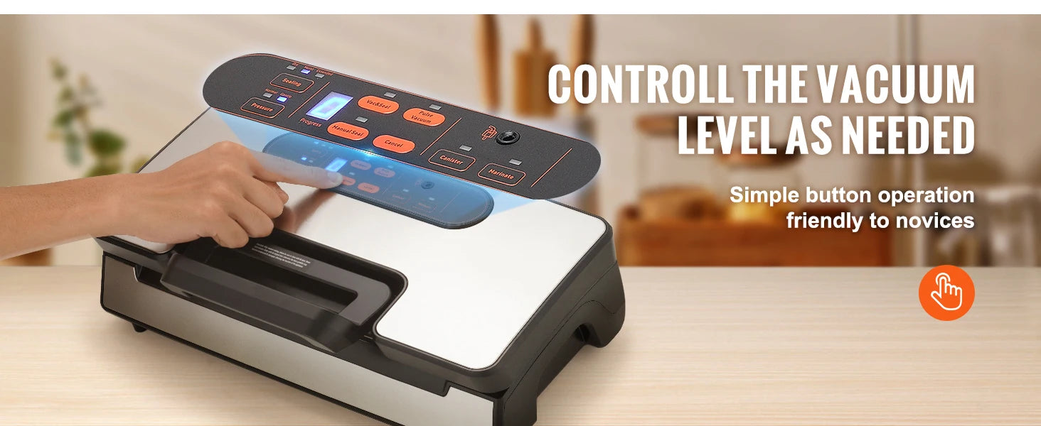 SucceBuy 90Kpa 130W Vacuum Sealer Food Packaging Machine with Free 10pcs Vacuum bags for Household Kitchen Vacuum Food Sealing