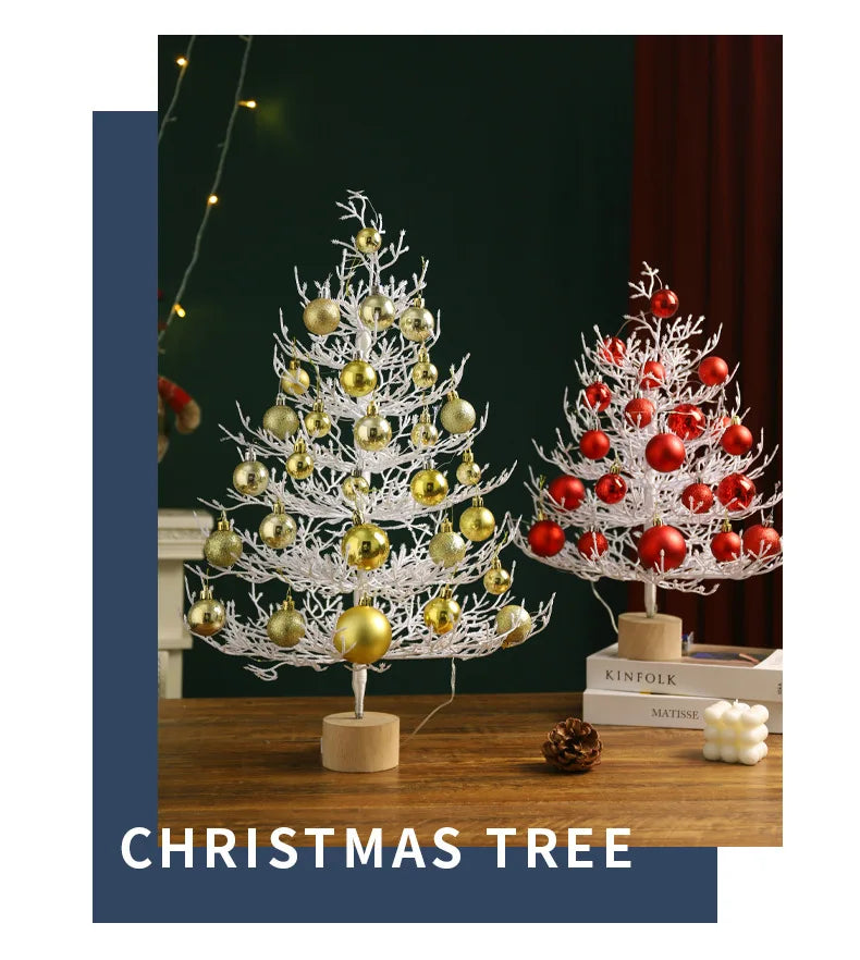 Christmas party decorations Christmas tree desktop decorations Christmas decorations simulation tree white decorative balls