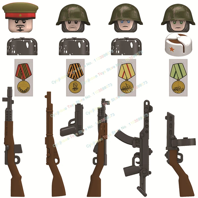 N601-650 MOC Military War Infantry Soldiers Action Figures Creative Bricks Accessories Building Blocks Children's Toys Gifts
