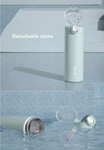 380ML Stainless Steel Vacuum Flask With Straw Girls Cute Thermos Bottle Portable Travel Coffee Mug Thermal Water Bottle Gifts