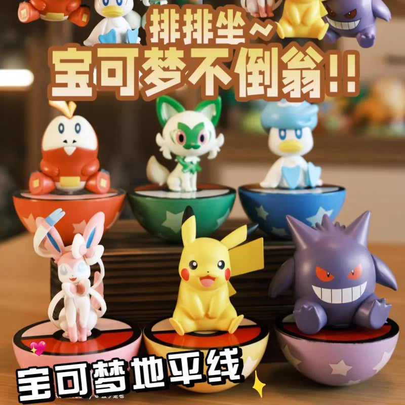Original Pokemon Anime Figures Pikachu Gengar Sprigatito Sylveon Quaxly Fuecoco Tumbler Toys PVC Model Kawaii Collect Kid Dolls