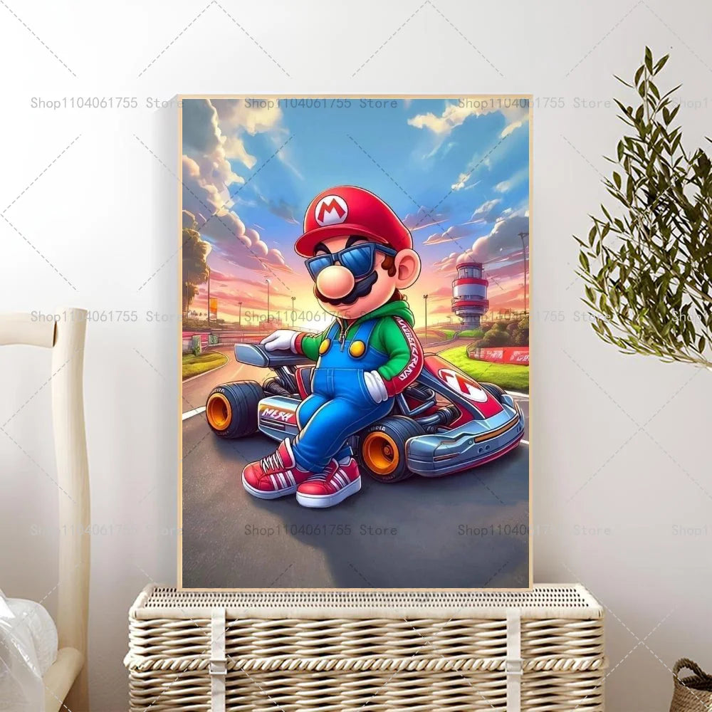 1PC Classic Anime Movie M-Marios Poster Self-adhesive Art Waterproof Paper Sticker Coffee House Bar Room Wall Decor