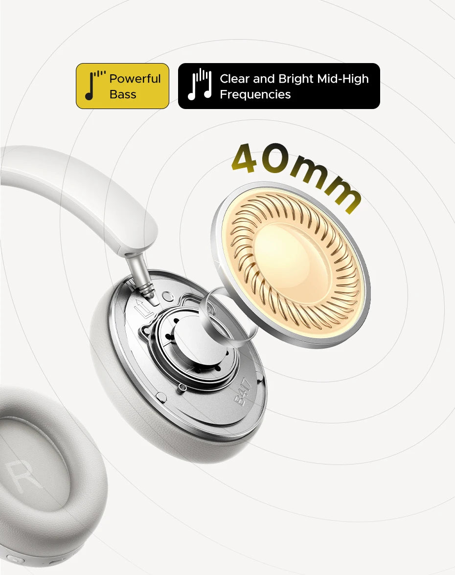 UGREEN Studio Max2 Wireless Bluetooth Headphones, 80H Playtime, HiFi Stereo Over Ear Headphones with Microphone, Bluetooth 5.4