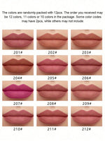 12pcs Lip Liner Pen 12 Colors Professional Lip Liner Pencil and Matte Lip Non-stick Cup Nude Lipstick Pencil SET