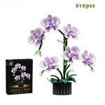 619PCS Phalaenopsis Building Blocks Flowers Orchid Potted Plants Simulation Model Home Decor Kids Puzzle Toy Girls Birthday Gift